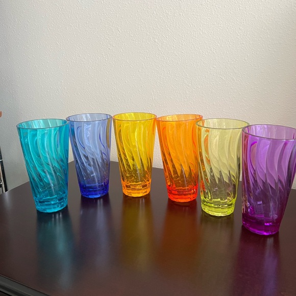 Multi colored, tall drinking glasses, 6 total - Picture 4 of 4